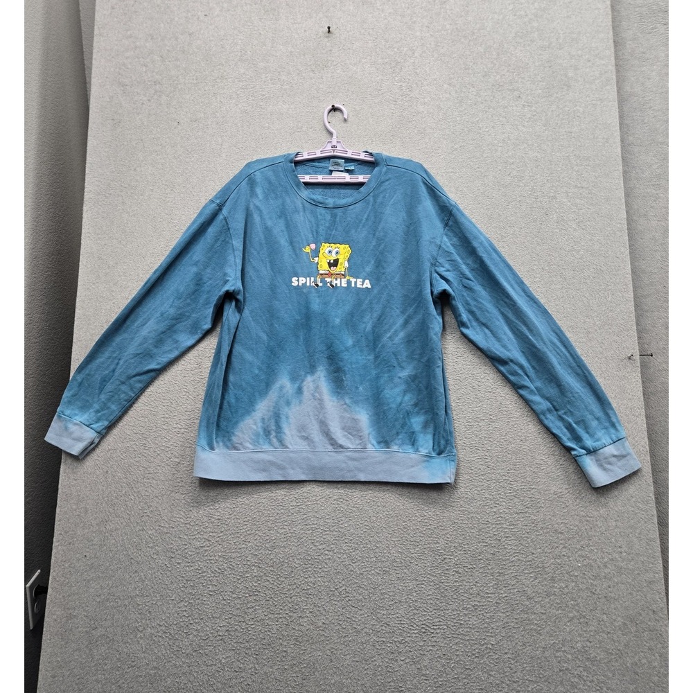 SpongeBob SquarePants Men Sweatshirt XL Blue Tie Dye Spill The Tea Nickelodeon